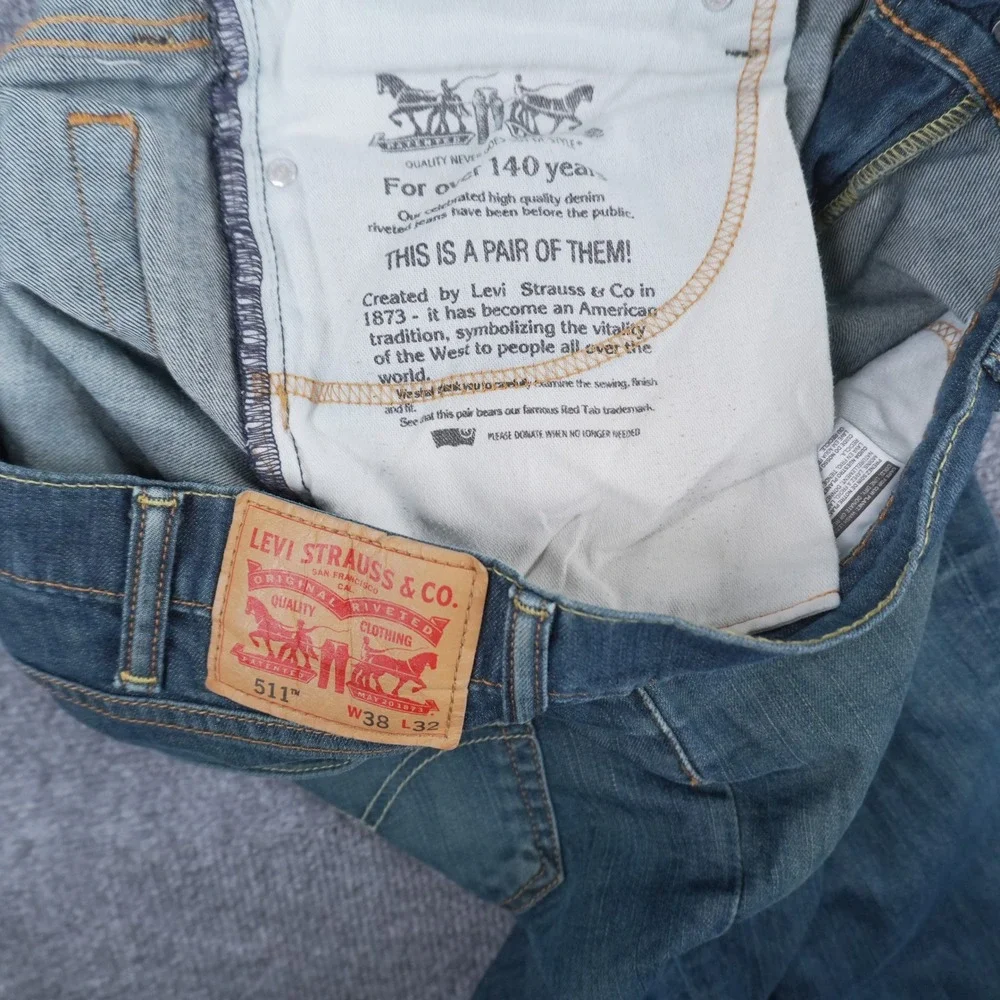 Levi's 511 Slim Fit Jeans Mens W38 L32 Blue Denim 04511-0408